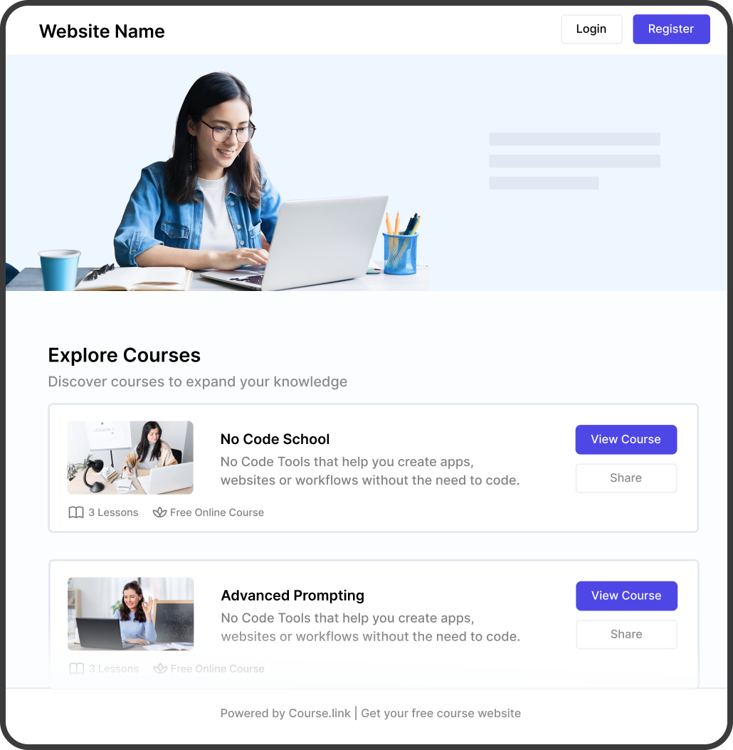 Course.link desktop view
